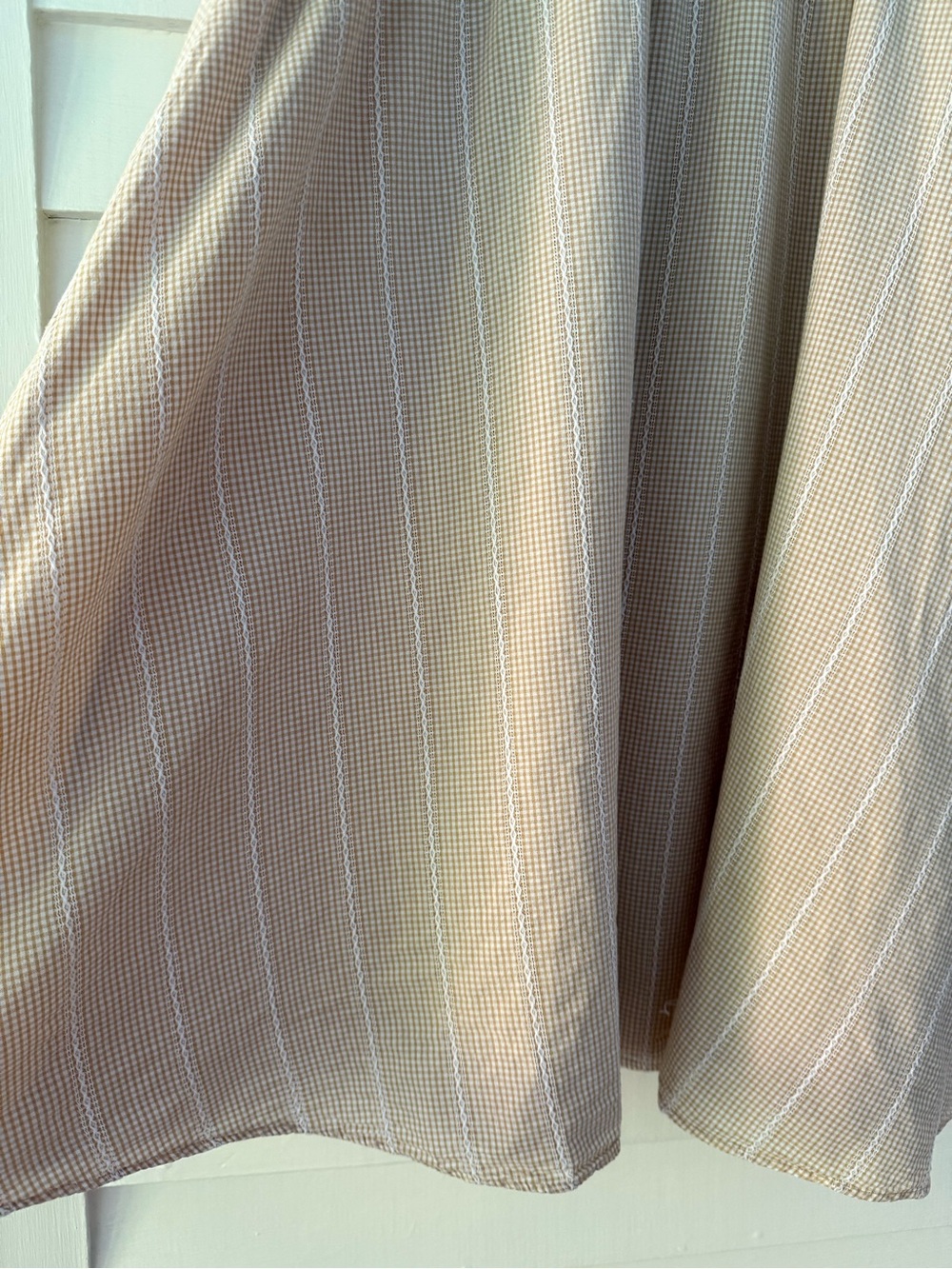 Earth Music & Ecology | Cottagecore Gingham Midi Skirt Beige Free Size - Picture 4 of 10
